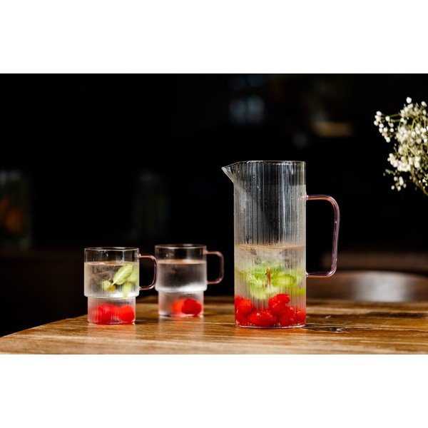 Ružičaste staklene šalice u setu 2 kom za cappuccino 350 ml Livio – Vialli Design-image-2