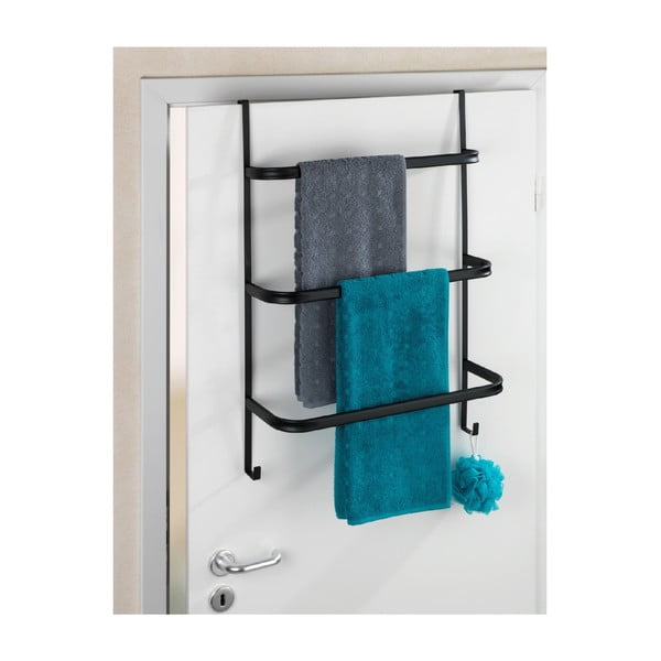 Crni stalak za ručnike Wenko Towel Holder Black, 21 x 54 cm-image-2