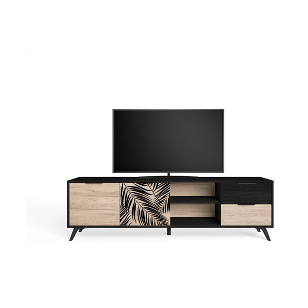 Crni TV stol u dekoru hrasta 181x53 cm Palmera - Marckeric-image-4