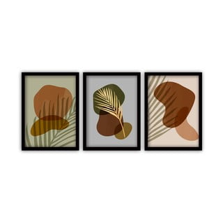 Set od 3 slike u crnim okvirima Vavien Artwork Palm Leaves, 35 x 45 cm