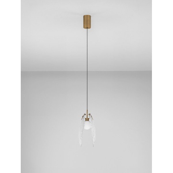Mjedena željezna LED viseća svjetiljka sa staklenim sjenilom Shelina – Nova Luce-image-4