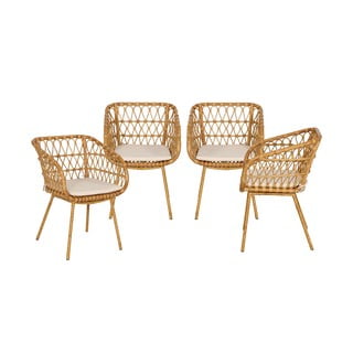 Vrtne stolice od ratana u kompletu od 4 kom u prirodnoj boji - Bonami Essentials