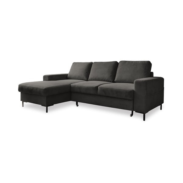 Tamno siva sklopiva kutna garnitura od samta (s lijevim kutom) Lofty Lilly – Miuform