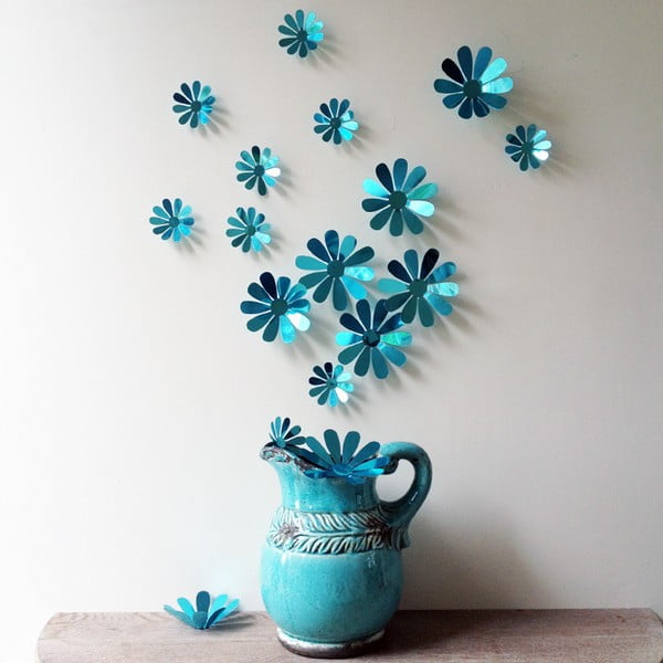 Set od 12 plavih ljepljivih 3D naljepnica Ambiance Flowers Chic