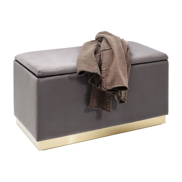 Sivo-smeđa baršunasta klupa s prostorom za odlaganje Kare Design Cherry-image-3