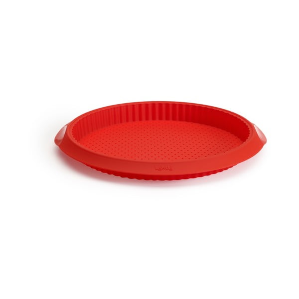 Crveni silikonski kalup s rupicama za quiche Lékué, ⌀ 28 cm