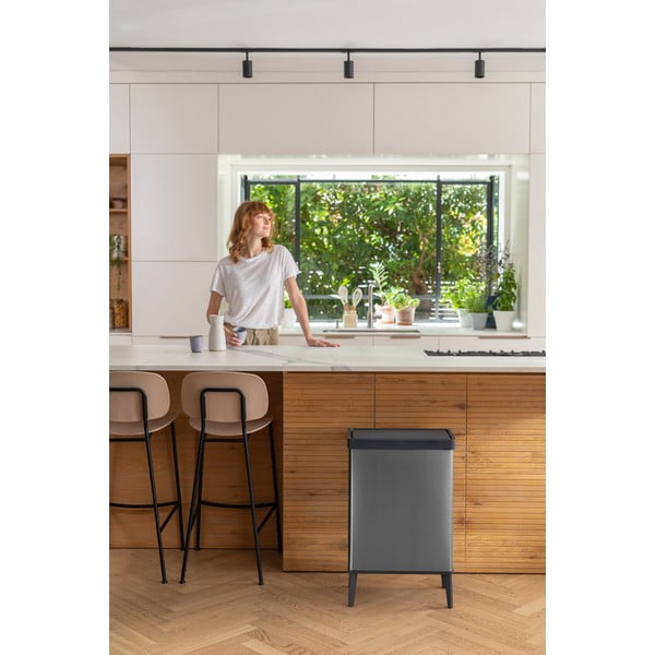 Siva kanta za smeće na dodir od reciklirane plastike 54 l Verto High – Curver-image-1