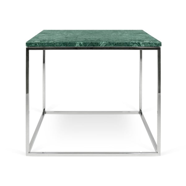 Stolić za kavu od zelenog mramora s kromiranim nogama TemaHome Gleam, 50 x 50 cm