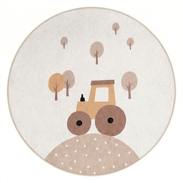 Bež periv dječji tepih ø150 cm Tractor World – Mila Home