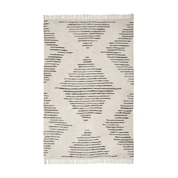 Bež-crni ručno tkani pamučni tepih Westwing Collection Fini, 120 x 180 cm