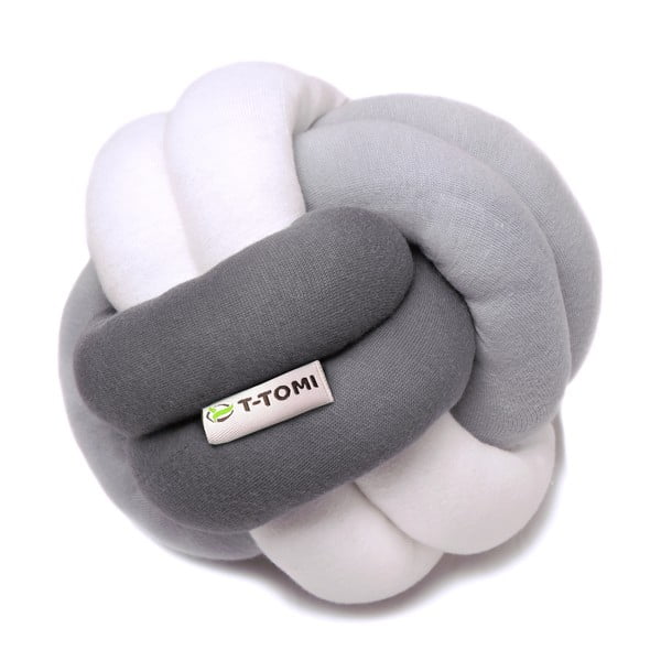 Sivo-bijela pamučna pletena lopta T-TOMI, ø 20 cm