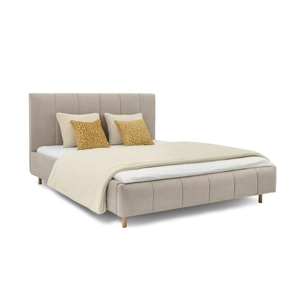 Bež tapecirani bračni krevet s podnicom 180x200 cm Zee – Scandic-image-1