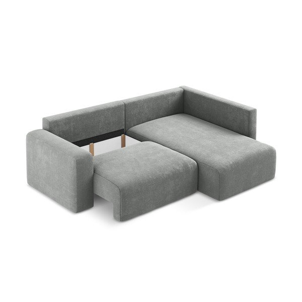 Siva sklopiva/s prostorom za odlaganje kutna garnitura od šenila (s desnim kutom/u obliku slova L) Kona – Makamii-image-4