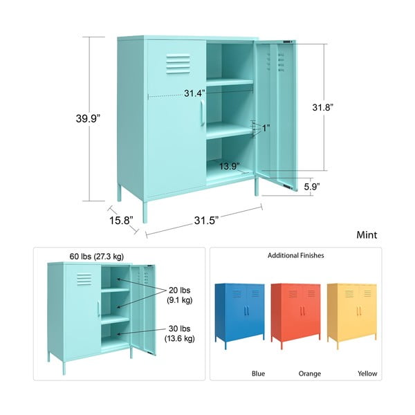 Žuti metalni ormar Novogratz Cache, 80 x 102 cm-image-4