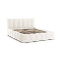 Krem tapecirani bračni krevet s prostorom za pohranu s podnicom 180x200 cm Lupine – Micadoni Home