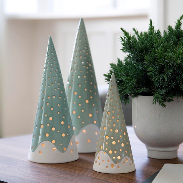 Tirkizni božićni svijećnjak od koštanog porculana Kähler Design Nobili, visina 25,5 cm-image-2