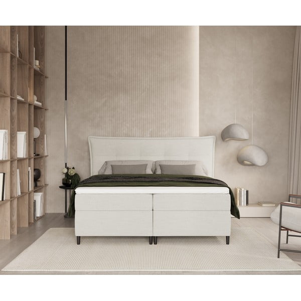 Krem boxspring krevet s prostorom za pohranu 180x200 cm Sinai – Maison de Rêve-image-3