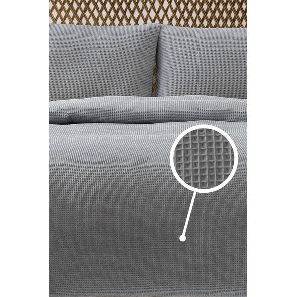 Sivi prekrivač 200x220 cm Waffle – Mijolnir-image-1