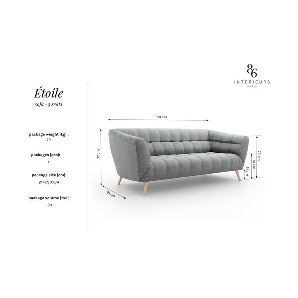 Siva sofa Interieurs 86 Étoile, 210 cm-image-4