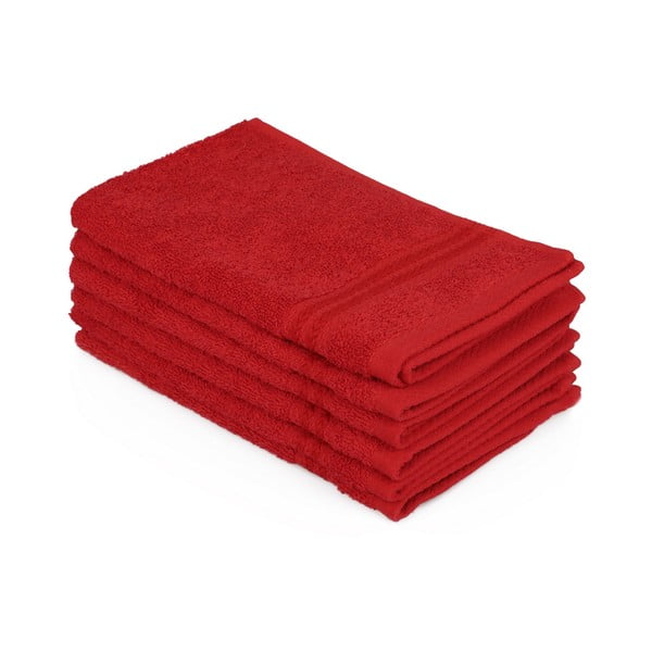 Set od 6 crvenih ručnika za kupaonicu, 50 x 30 cm