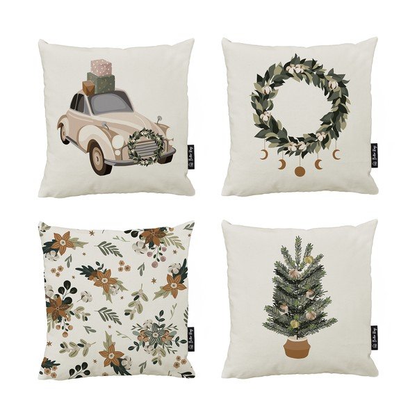 Ukrasne jastučnice u setu 4 kom s božićnim motivom 45x45 cm Festive Mood – Butter Kings