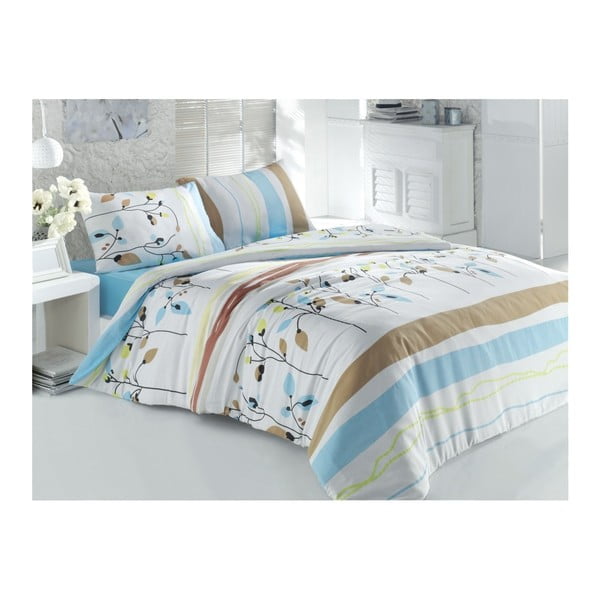 Pamučna posteljina s plahtama i 2 jastučnice Maura, 200 x 220 cm