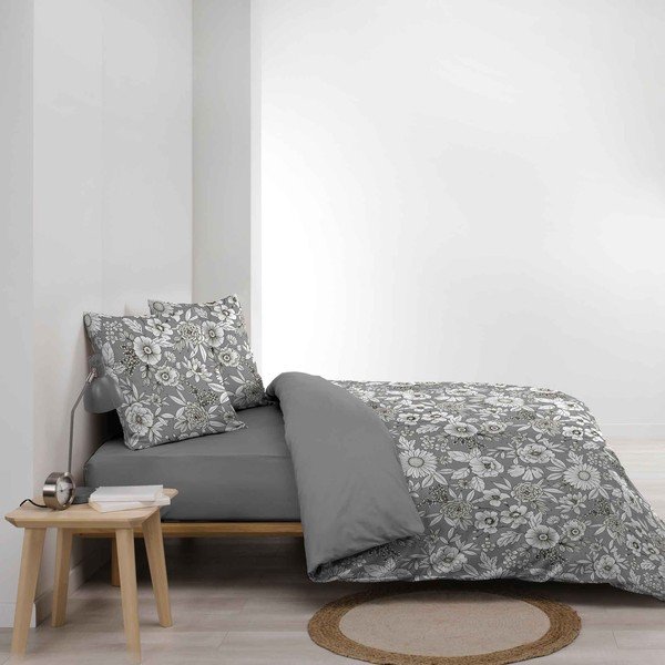 Bijela/siva pamučna posteljina za bračni krevet/za produženi krevet 240x220 cm Milady – douceur d'intérieur-image-1
