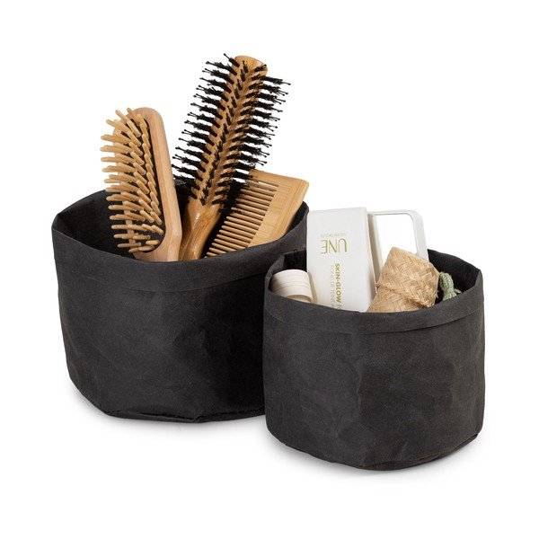 Set od 2 crne košare za pohranu od sirove celuloze Compactor Ecologik-image-2