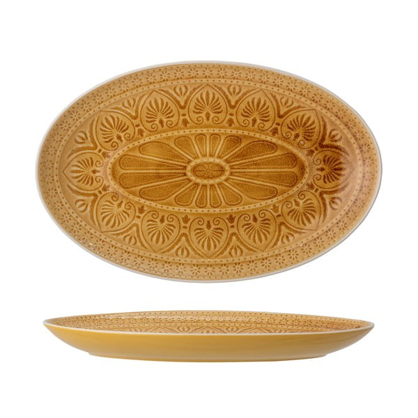 Narančasto-žuti tanjur od kamenine Bloomingville Rani, 39 x 25 cm-image-3