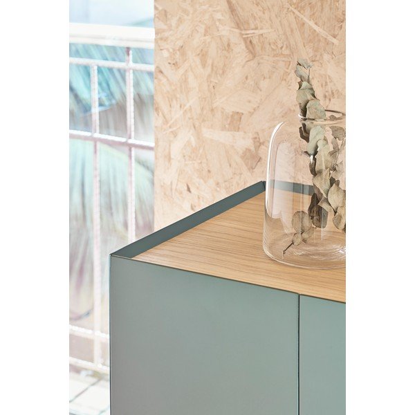 Zelena visoka komoda u dekoru hrasta 95x120 cm Arista – Teulat-image-2