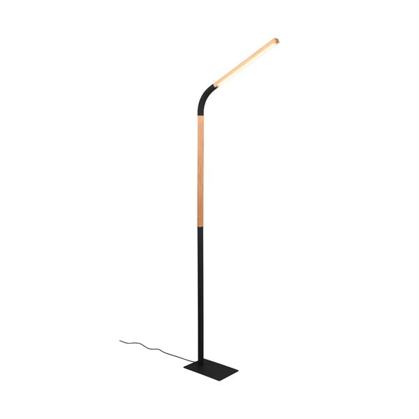 Crna/u prirodnoj boji LED stojeća svjetiljka s drvenim sjenilom (visina 169,5 cm) Norris – Trio