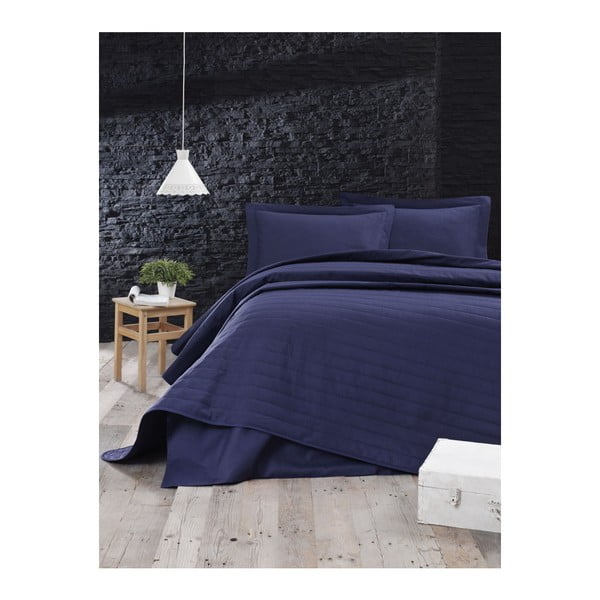 Plavi prošiven prekrivač za bračni krevet 220x240 cm Monart – Mijolnir