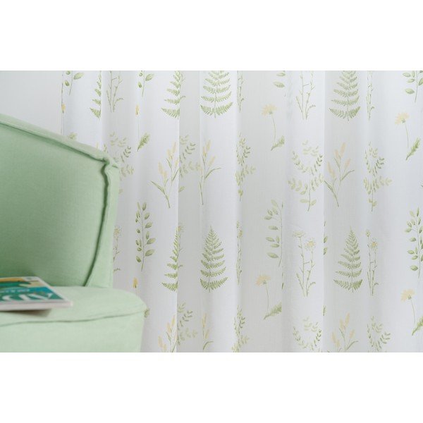 Bijela/zelena prozirna zavjesa 140x245 cm Caledonia – Mendola Fabrics-image-3