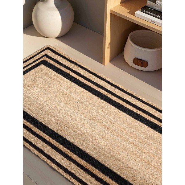 Crna/u prirodnoj boji ručno rađena jutena staza 70x200 cm Jutta – Hanse Home-image-2