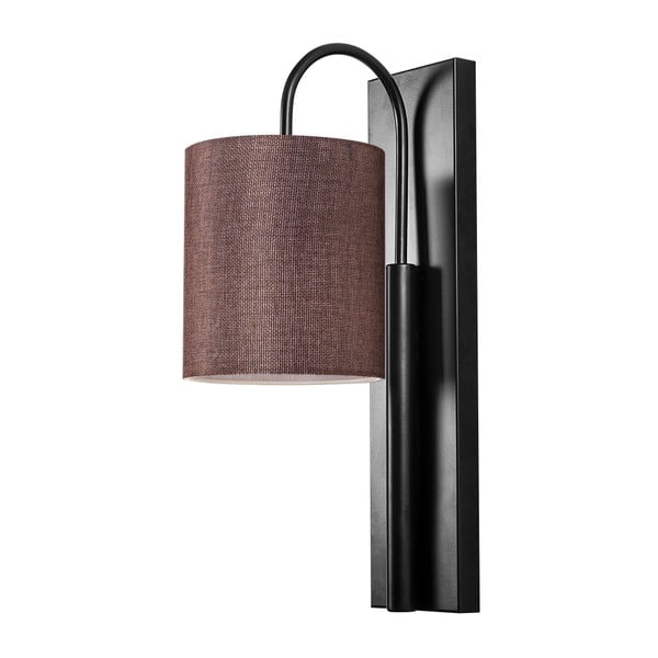 Crna metalna zidna svjetiljka s tamnosmeđim sjenilom Opviq lights Julia