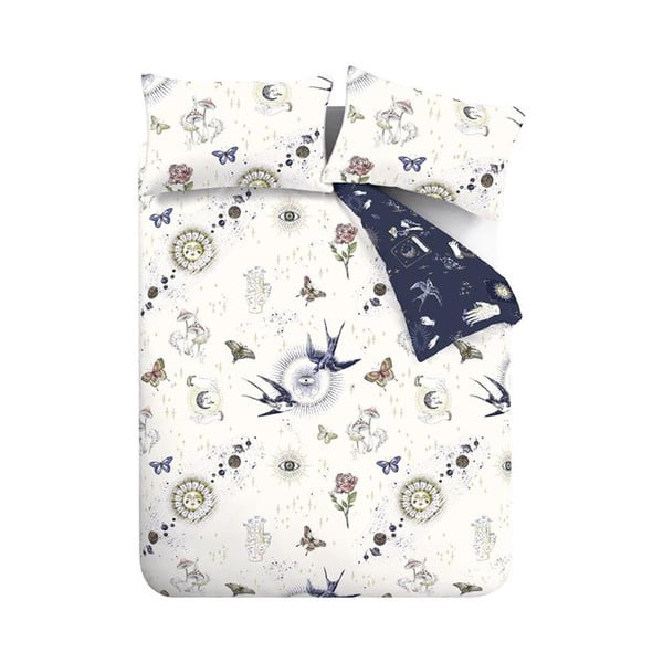 Plava/krem posteljina za bračni krevet 200x200 cm Astrology – Sassy B