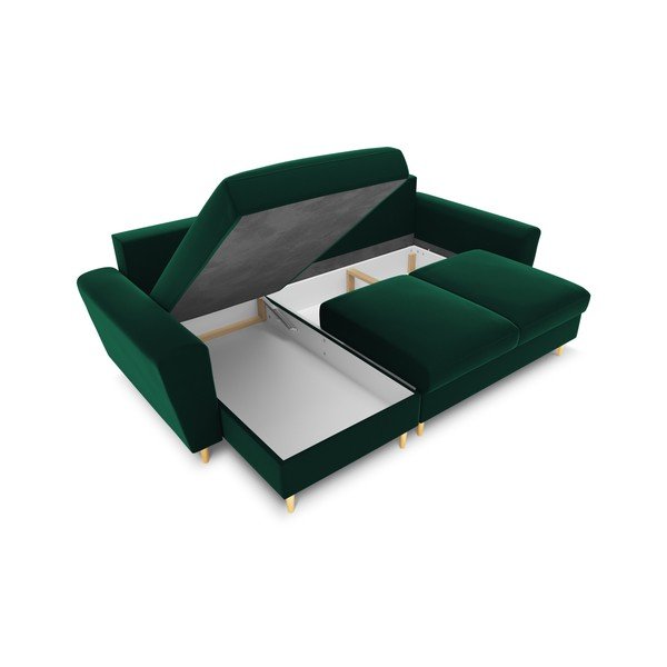 Zelena baršunasti sklopiva/s prostorom za odlaganje kutna garnitura Kyoto – Cosmopolitan Design-image-2