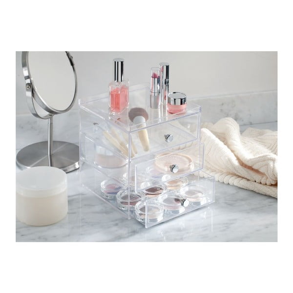 Prozirni organizator s 3 ladice iDesign Wide, visina 18 cm-image-1
