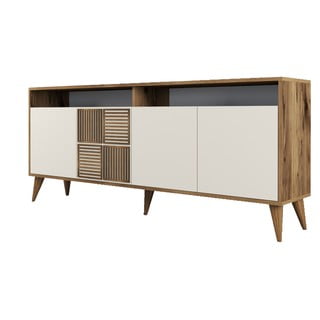 Krem/u prirodnoj boji niska komoda u dekoru oraha 180x79 cm Milan – Kalune Design