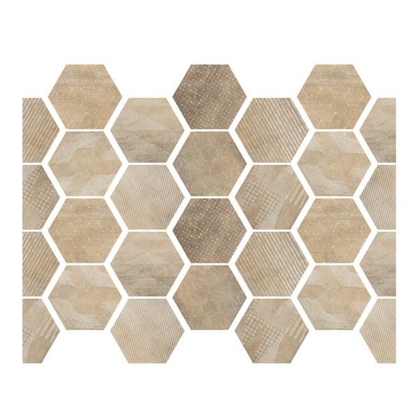 Set od 28 naljepnica u drvenom dekoru Ambiance Hexagons, 10 x 9 cm