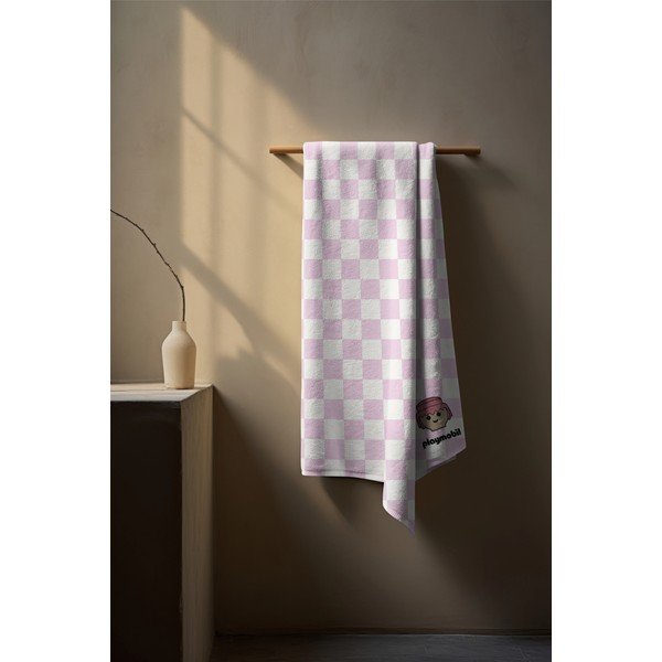 Ružičasti pamučan dječji ručnik 75x140 cm Checkerboard – Playmobil-image-1