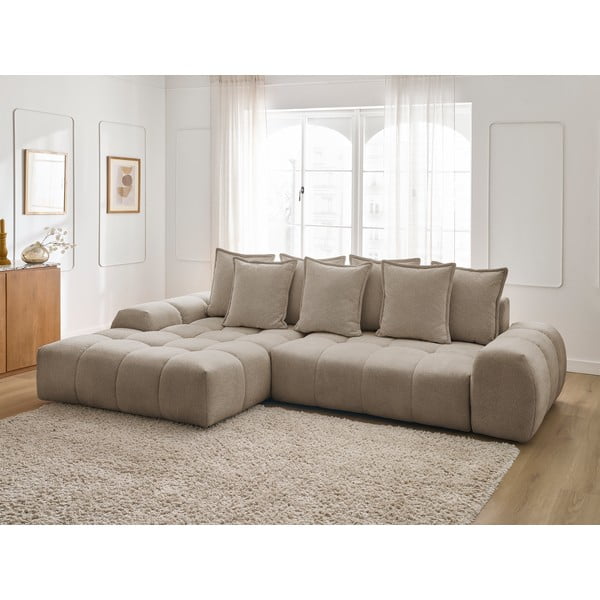 Smeđe-siva sklopiva/s prostorom za odlaganje kutna garnitura od šenila (s lijevim kutom/s ležaljkom) Everest – Bobochic Paris-image-1