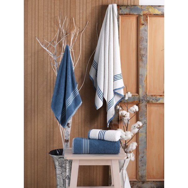 Bijeli/plavi pamučni set ručnika 4 kom – Mila Home-image-3