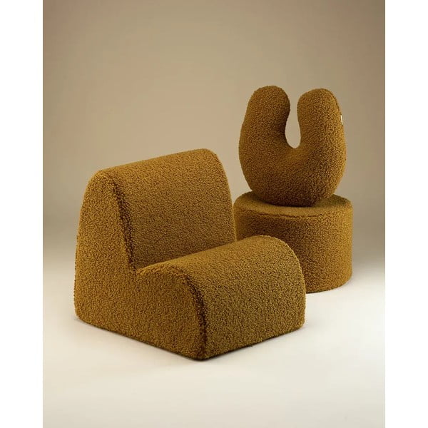 Smeđi dječji jastuk za sjedenje od bouclé tkanine U – Wigiwama-image-4