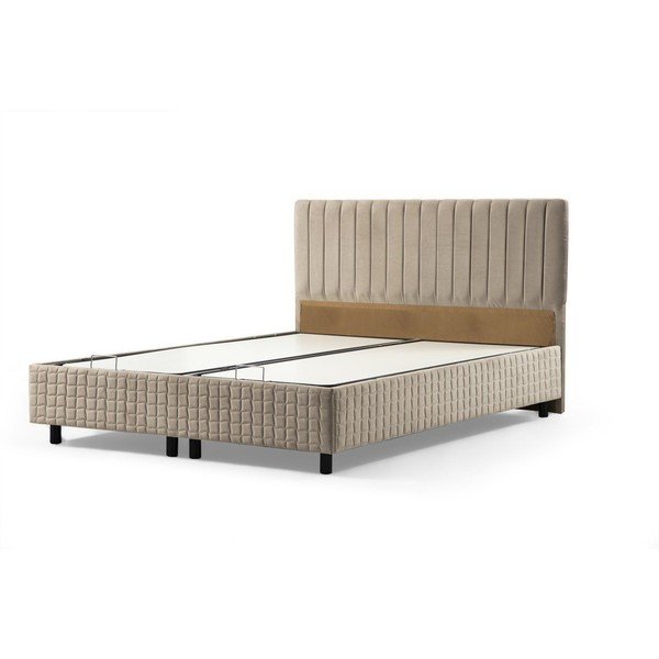 Bež tapecirani krevet s prostorom za odlaganje s podnicom 120x200 cm Safir – Kalune Design