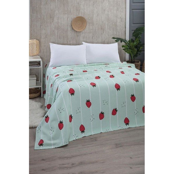 Mentol zeleni pamučan prekrivač 170x230 cm Strawberry – Mila Home