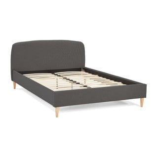 Sivi tapecirani bračni krevet s podnicom 140x200 cm Drome - Kokoon