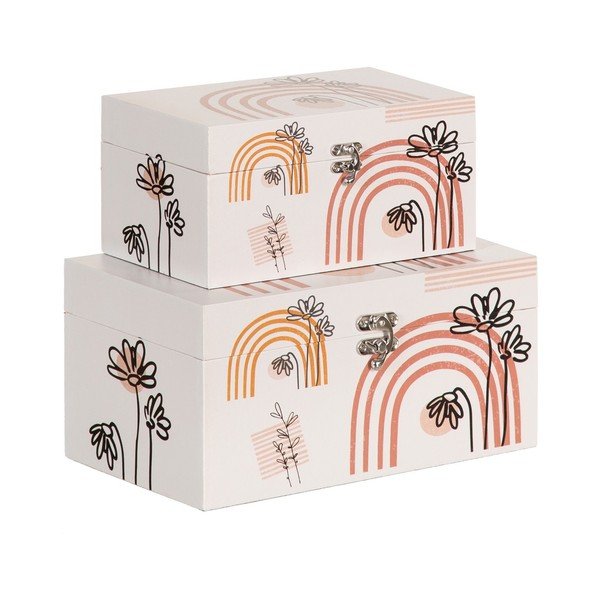 Krem dekorativne kutije za pohranu u setu  2 kom 30x18x15 cm Flowers – Ixia