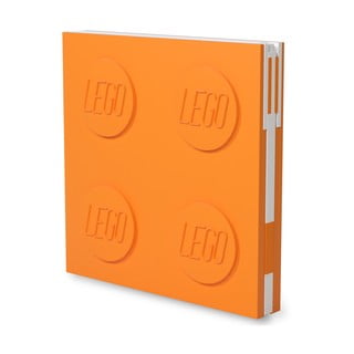 Narančasta četvrtasta bilježnica s gel kemijskom olovkom LEGO®, 15,9 x 15,9 cm