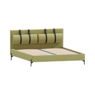 Svijetlo zeleni tapecirani bračni krevet s podnicom 140x200 cm Tulsa – Ropez